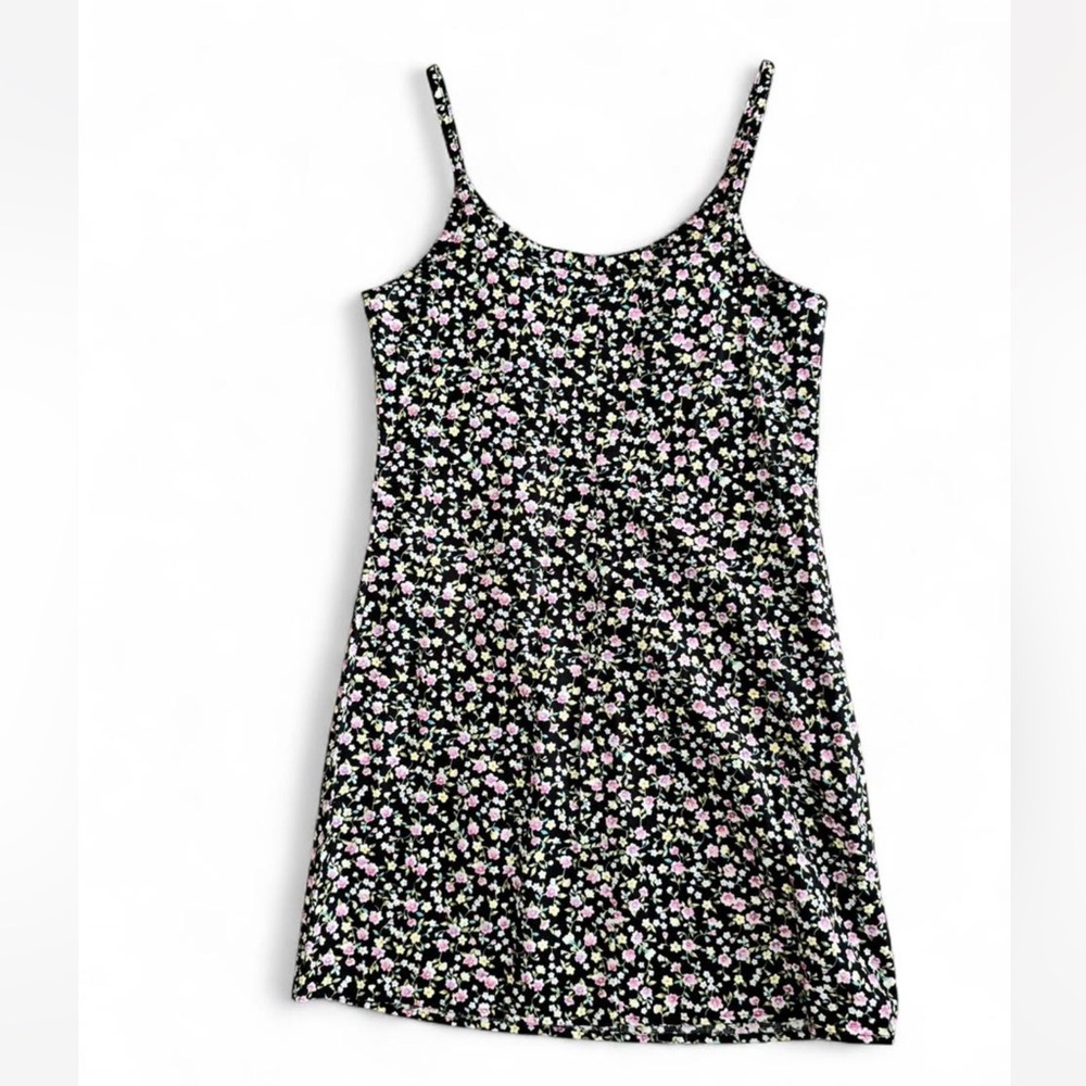 Vintage Jodi Michaels Black Floral Mini Dress 100% cotton